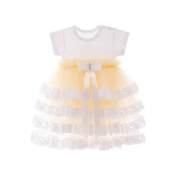 Beige Bella Vina Ruffle Babysuit Dress