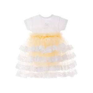 Beige Bella Vina Ruffle Babysuit Dress