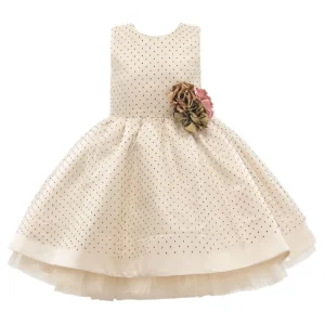 Beige Floral Brooch Dress