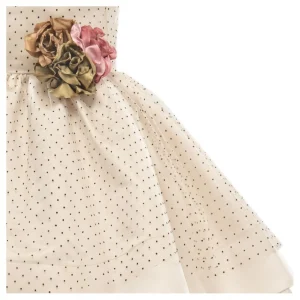 Beige Floral Brooch Dress