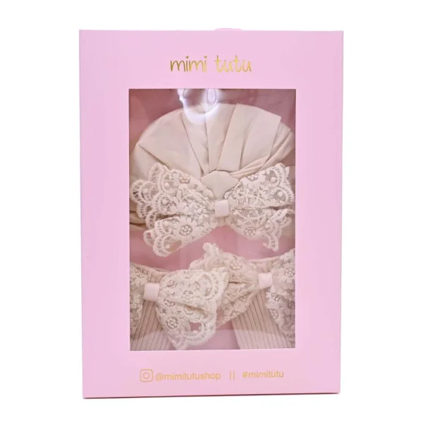 Beige Lace Bow Gift Set