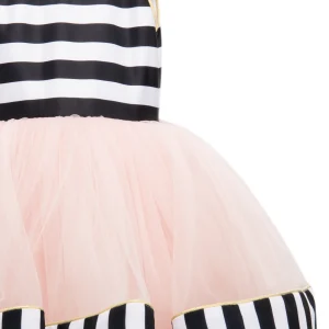 Black & White Striped Sleeveless Tulle Dress