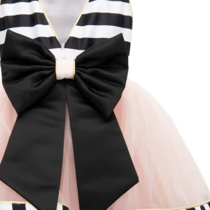 Black & White Striped Sleeveless Tulle Dress