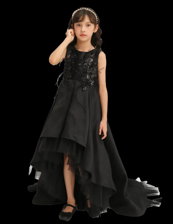 Black Accented Tea Styled Salem Dress