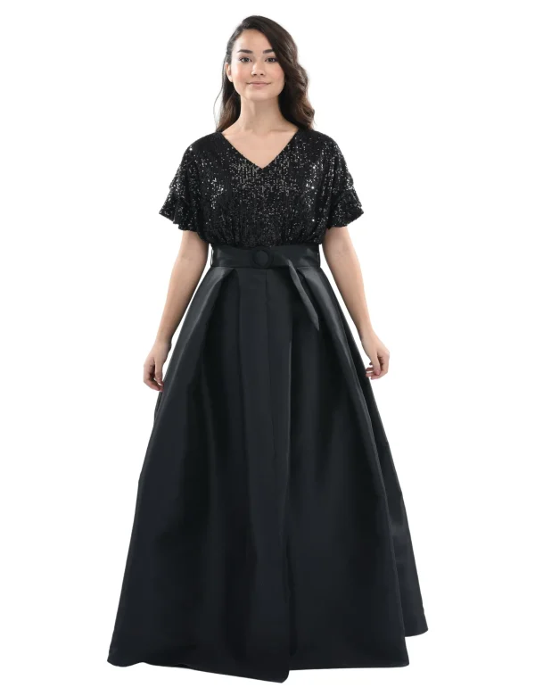 Black Arcola Glimmer Tulle Gown