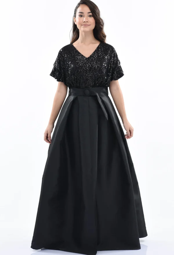 Black Arcola Glimmer Tulle Gown