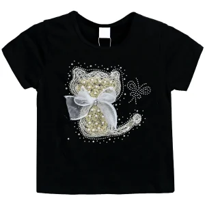 Black Cat Applique T-Shirt