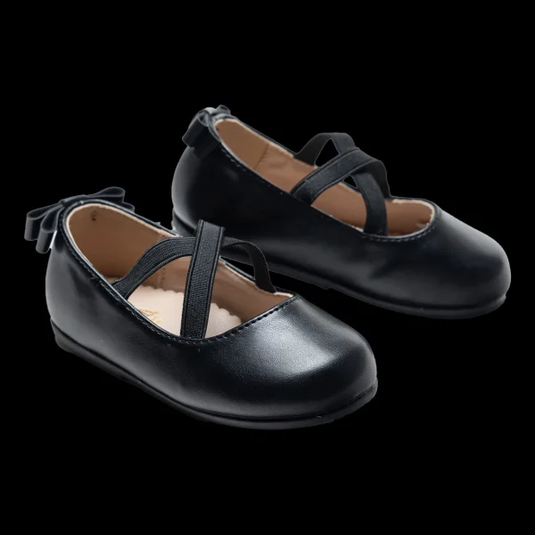 Black Charmed Cross Banded Ribbon Flats