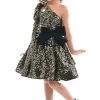 Black Gold Sequin Bow Zoria Dress