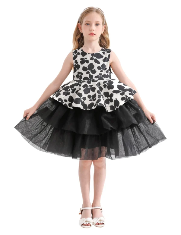 Black Nazareen Floral Tiered Dress