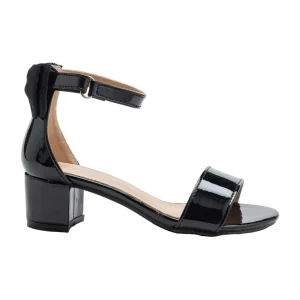 Black Patent Banded Block Heels