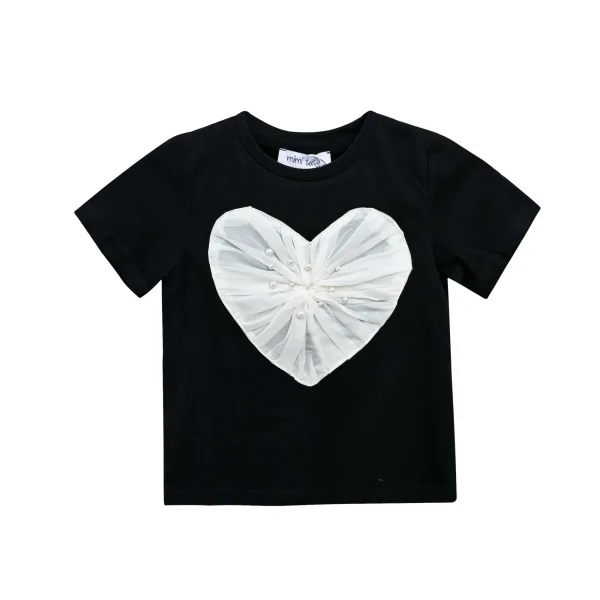 Black Pearl Heart Applique T-Shirt