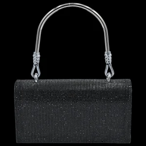 Black Rhinestone Foldover Handbag