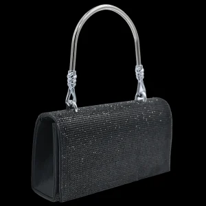 Black Rhinestone Foldover Handbag