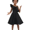 Black Riviera Off Shoulder Ruffle Dress