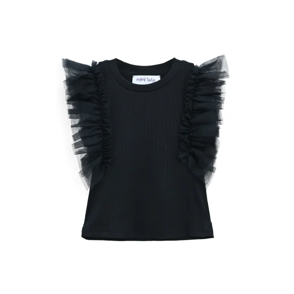 Black Tulle Frill T-Shirt