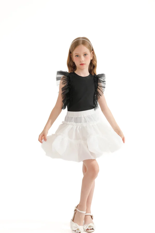 Black Tulle Frill T-Shirt