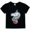 Black Unicorn Applique T-Shirt