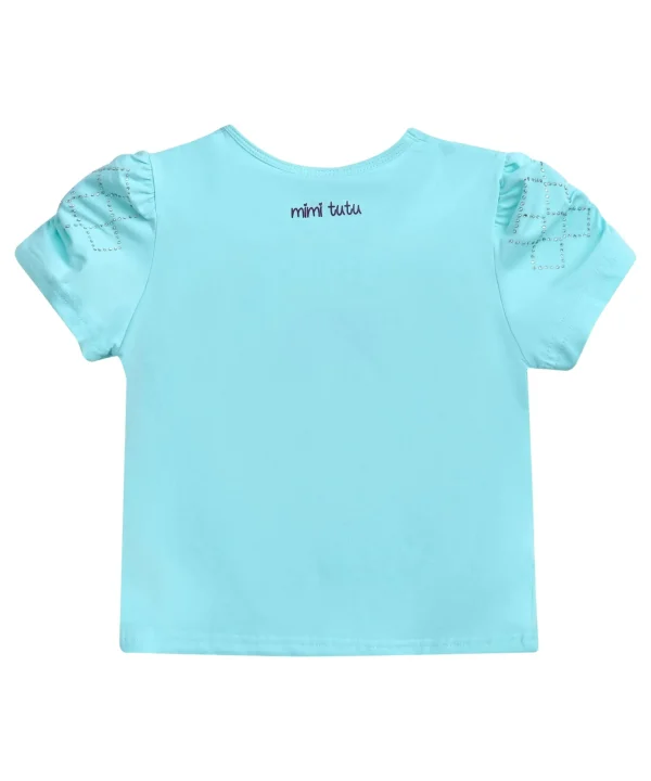 Blue Flowers Applique T-Shirt