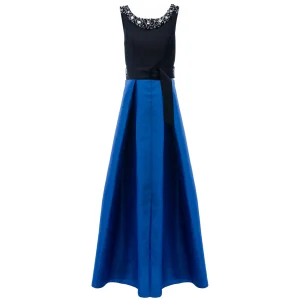 Blue Lucena Sleeveless Gem Gown