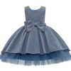 Blue Sarita Glitter Double Bow Dress