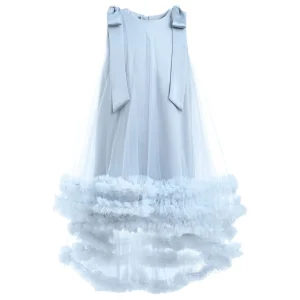 Blue Violeta Sleeveless Ruffle Overlay Dress