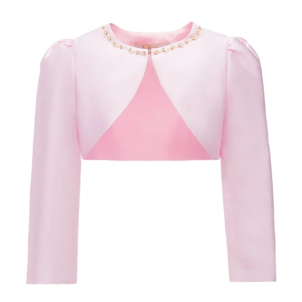 Blush Cropped Satin Cardigan