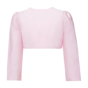 Blush Cropped Satin Cardigan