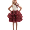 Burgundy Ladera Tiered Ruffle Dress