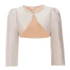 Champagne Cropped Satin Cardigan