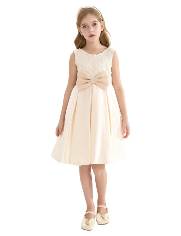 Champagne Hampton Double Bow Dress