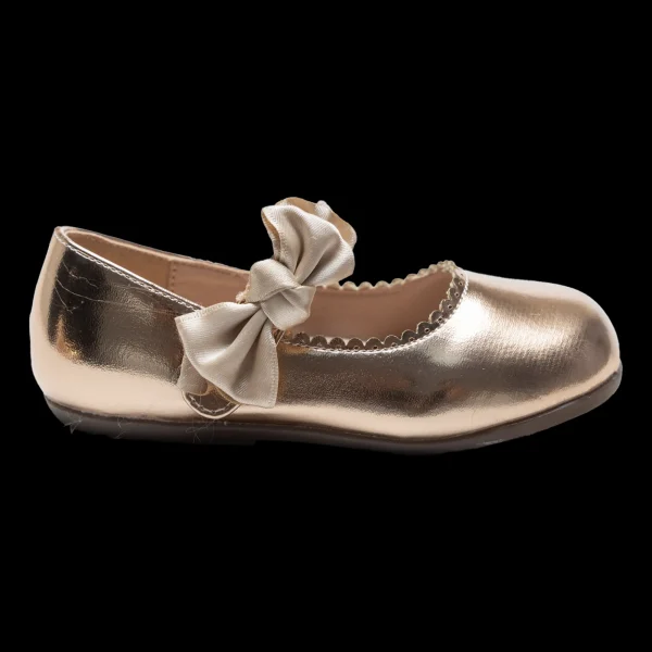 Champagne Satin Elodie Bow Flats