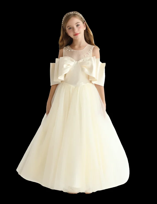 Champagne Tulle Bow Amica Dress