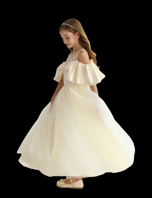 Champagne Tulle Bow Amica Dress