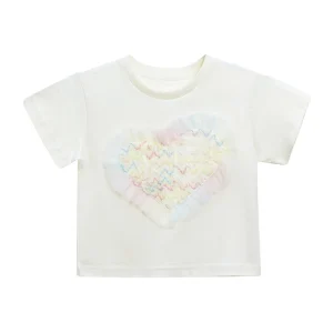 Cream Rainbow Heart Applique T-Shirt