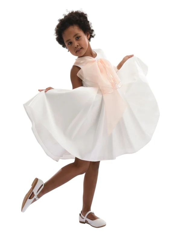 Cream Shasta Tulle Bow Dress