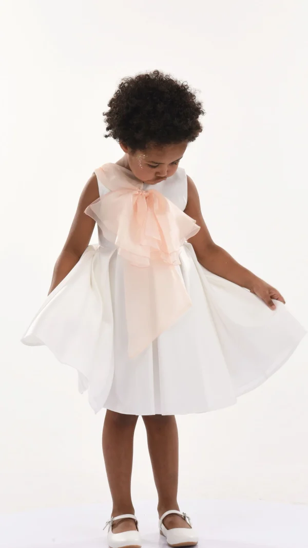 Cream Shasta Tulle Bow Dress