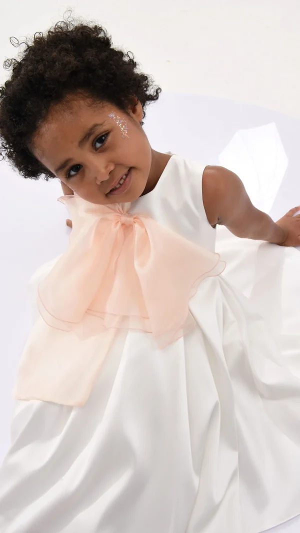 Cream Shasta Tulle Bow Dress