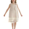 Cream Violeta Sleeveless Ruffle Overlay Dress