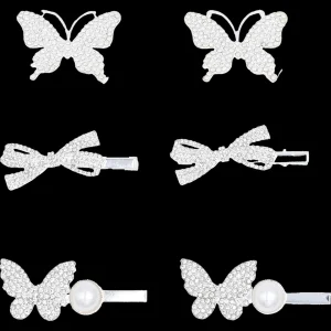 Crystal Bow & Butterfly Mosaic Hair Clips