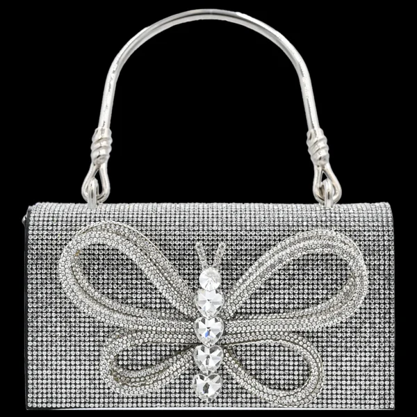 Crystal Butterfly Rhinestone Foldover Handbag