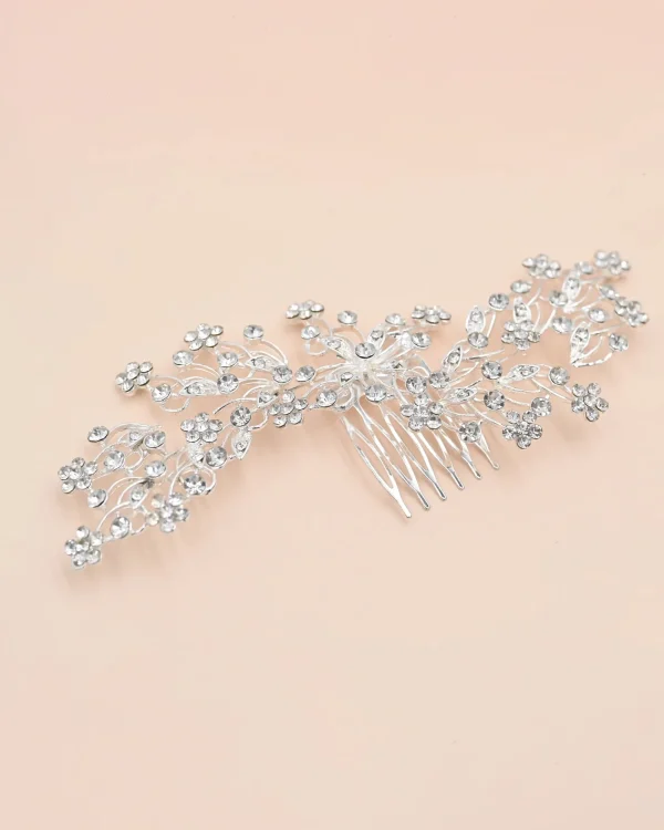 Crystal Rhinestone Botanical Hair Comb