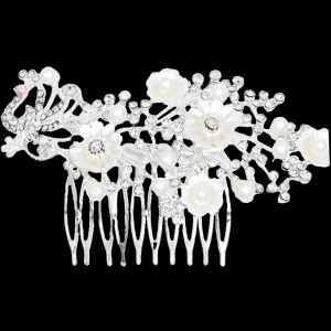 Crystal Ribbon Flowerbed Hair Comb