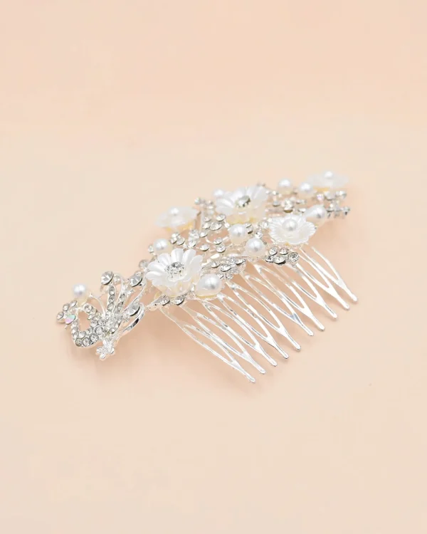 Crystal Ribbon Flowerbed Hair Comb