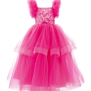 Fuchsia Peralta Sequin Ruffle Tulle Dress