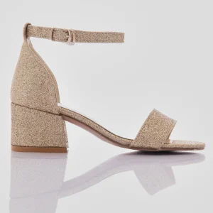 Glitter Gold Sandal-Strap Heels