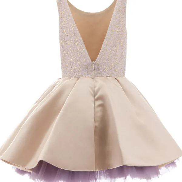 Gold Elva Satin Rose Dress