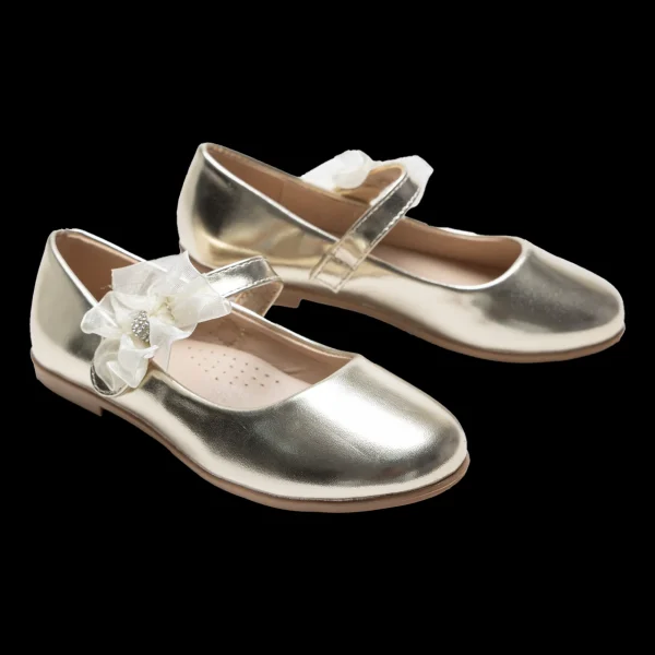 Gold Haile Rhinestone Flower Flats