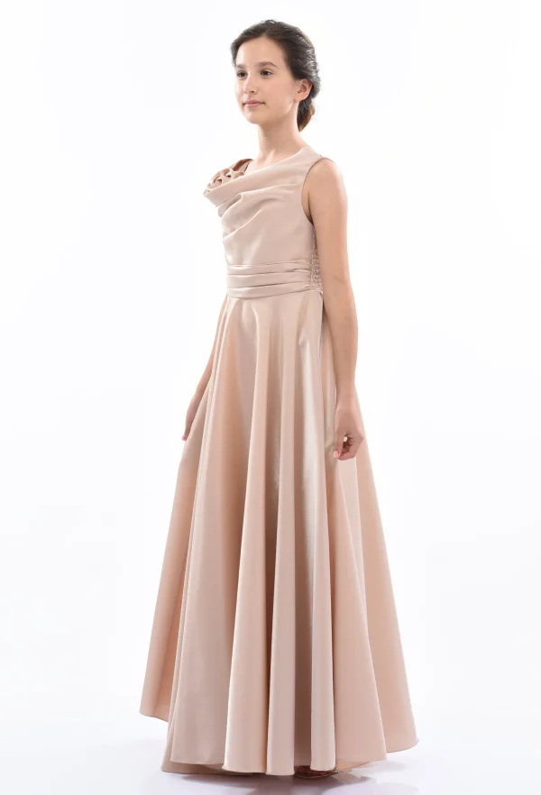 Gold Lenelle Rose Applique Gown