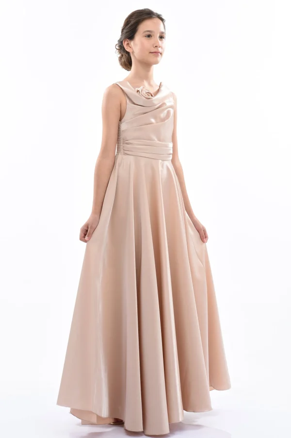 Gold Lenelle Rose Applique Gown